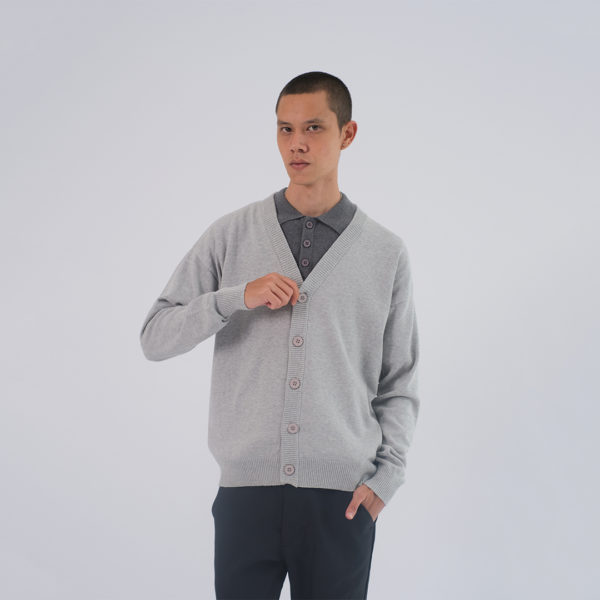 Cardigan Sweater Knitted Aolen Cotton Relaxed Fit